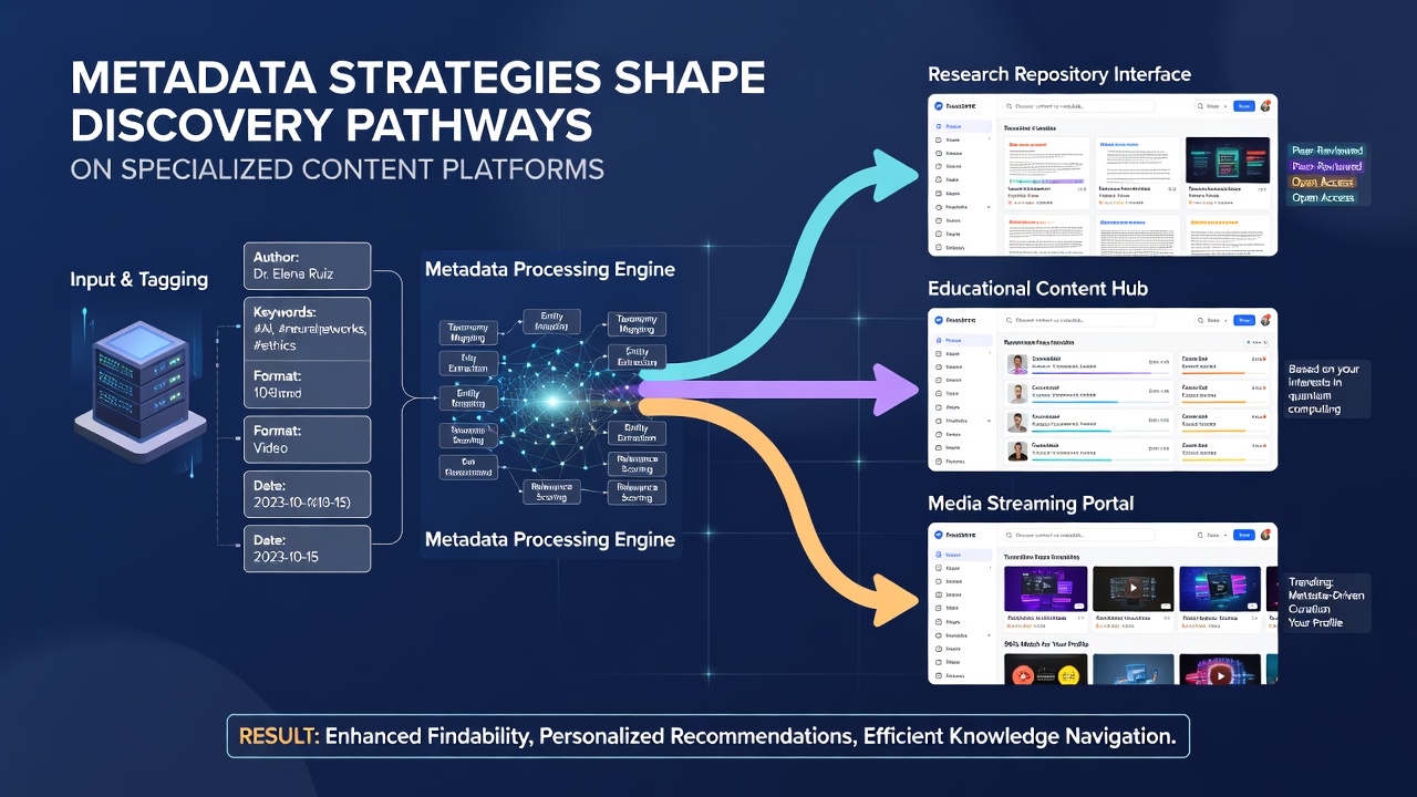 Dashboard view of metadata management tools used on specialized content platforms